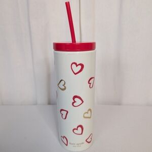 kate spade White Tumbler with Red and Gold Hearts